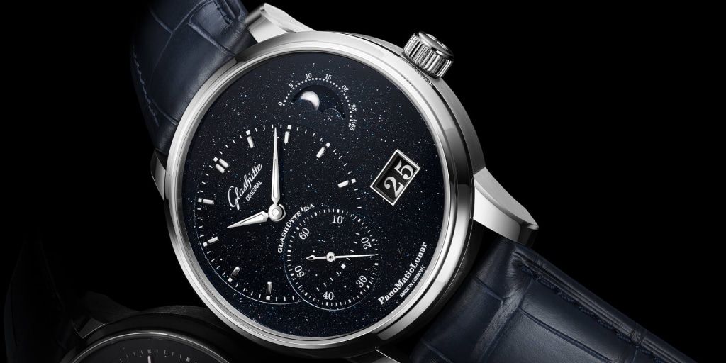 Zifferblatt aus glitzerndem Aventurin
