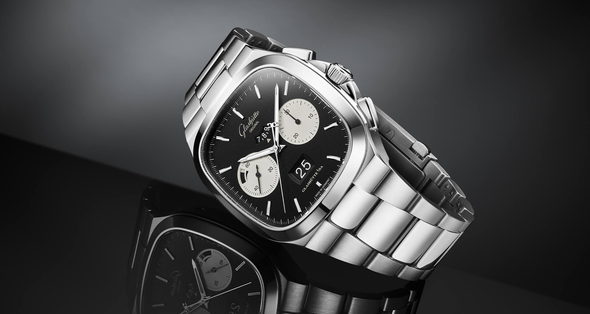 Glashütte Original Seventies Chronograph XV Limited Edition with cushion-shape case and Panorama date